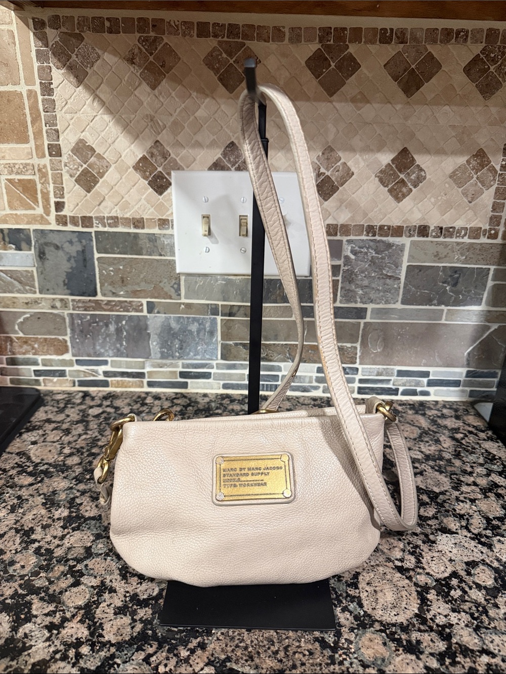 Marc by Marc Jacobs Light Beige/grey Pebbled Leather Crossbody